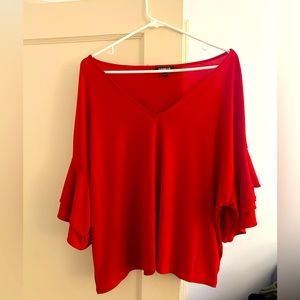 Express Short Puffy Sleeve Red Top